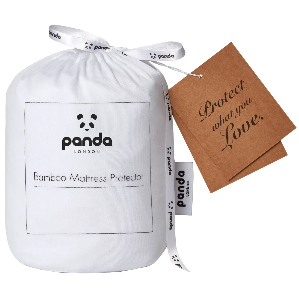 Panda bamboo mattress protector, in its bag