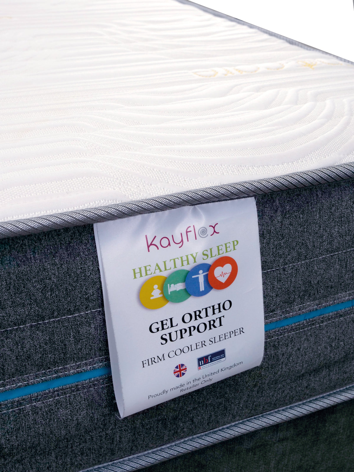 Gel Ortho Support Mattress, Gel Ortho Support label close-up