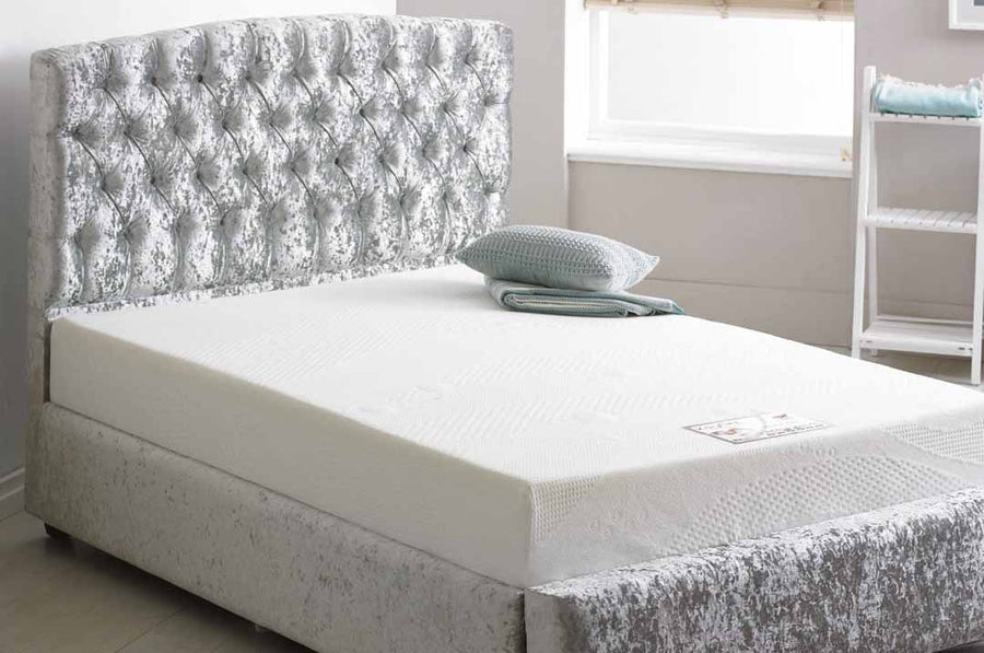 Bronze Memory Foam Mattress, on a divan in a bedroom