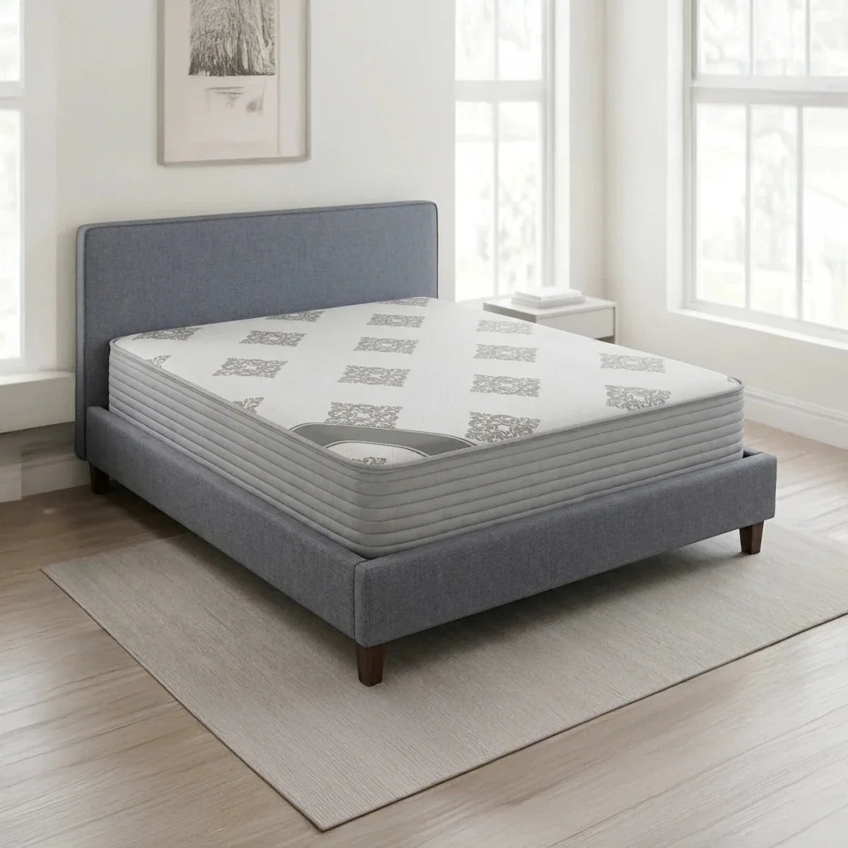 Hard Rock Super Firm Foam Mattress, on an upholstered bed