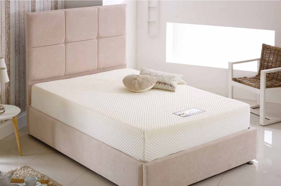 Platinum Memory Foam Mattress, on a divan in a bedroom