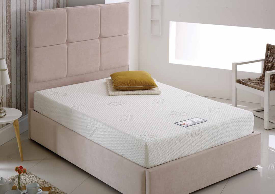 Silver Memory Foam Mattress, on a divan in a bedroom