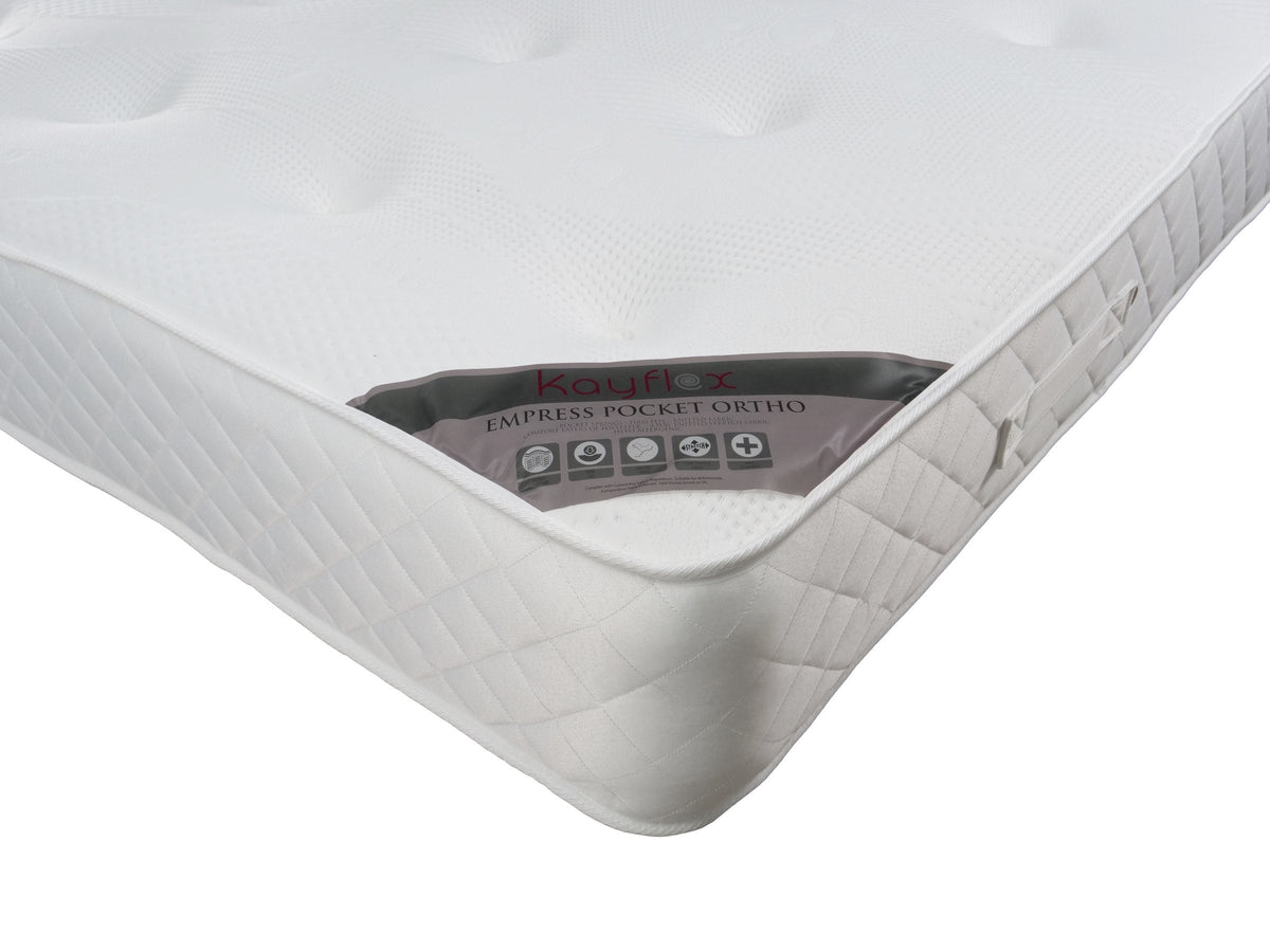 Empress Ortho Pocket Sprung Mattress, corner and label