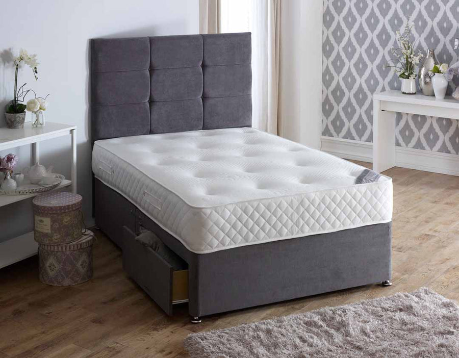 Empress Ortho Pocket Sprung Mattress, on a divan in a bedroom