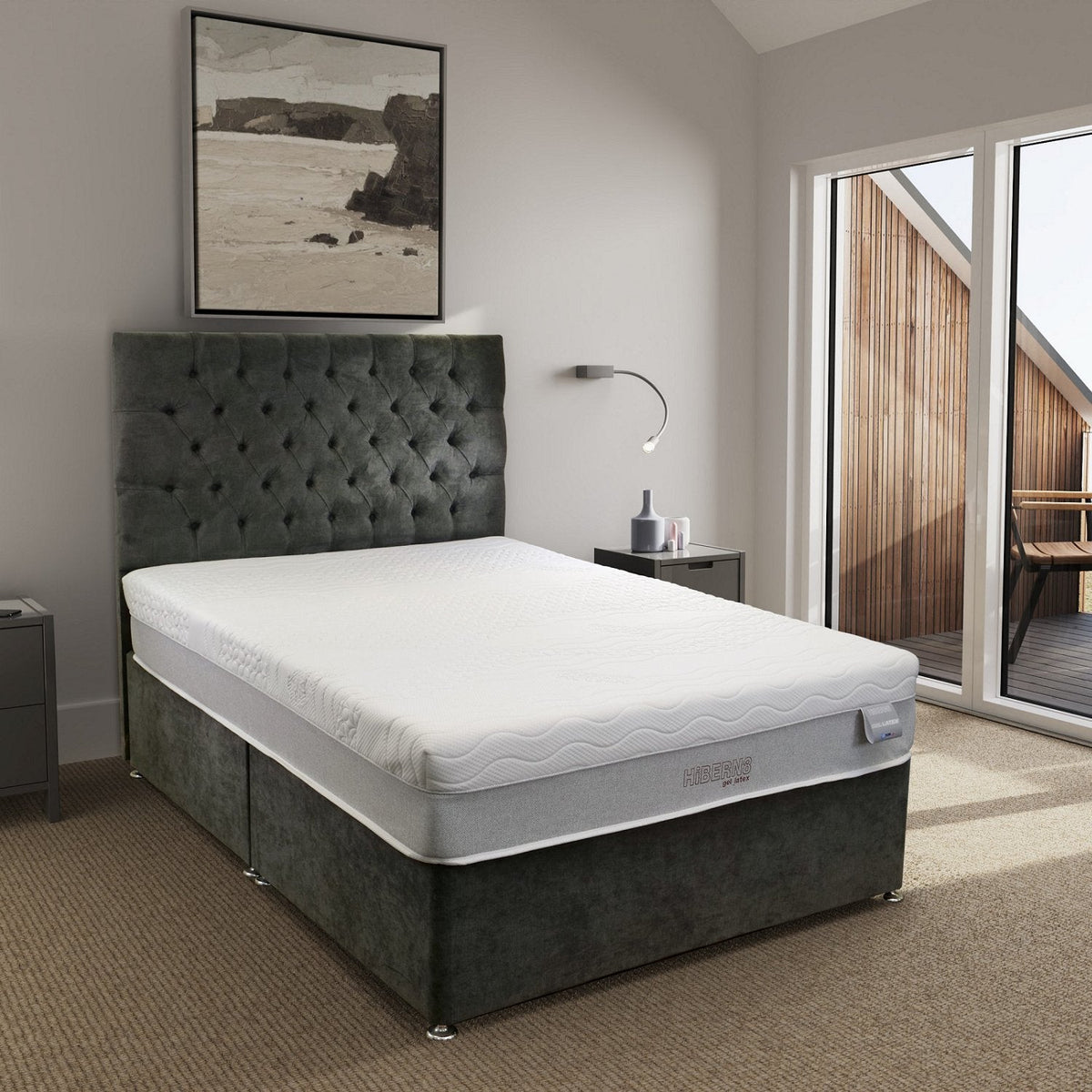 HiBERN8 Gel Latex Pocket Sprung Mattress, in a bedroom setting