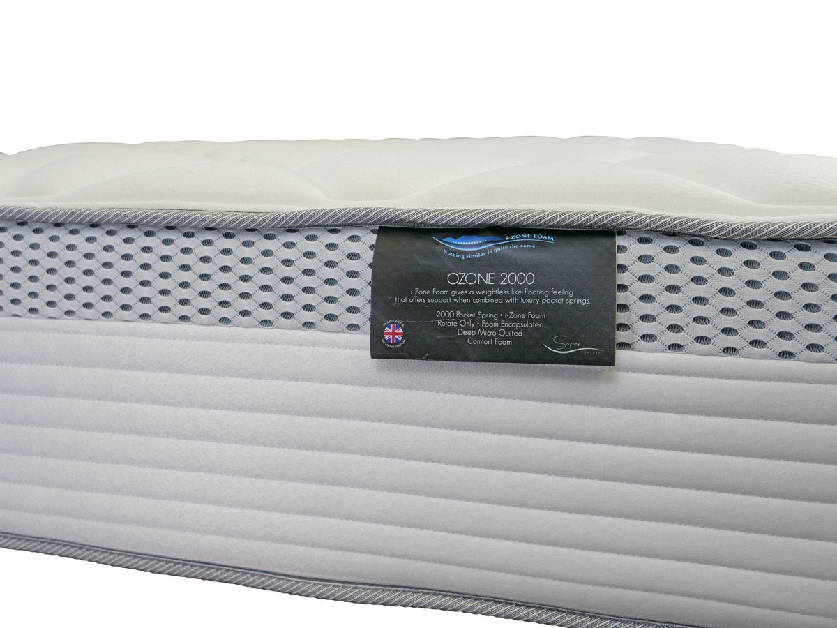 O-Zone 2000 Pocket Sprung Mattress, label and mesh border