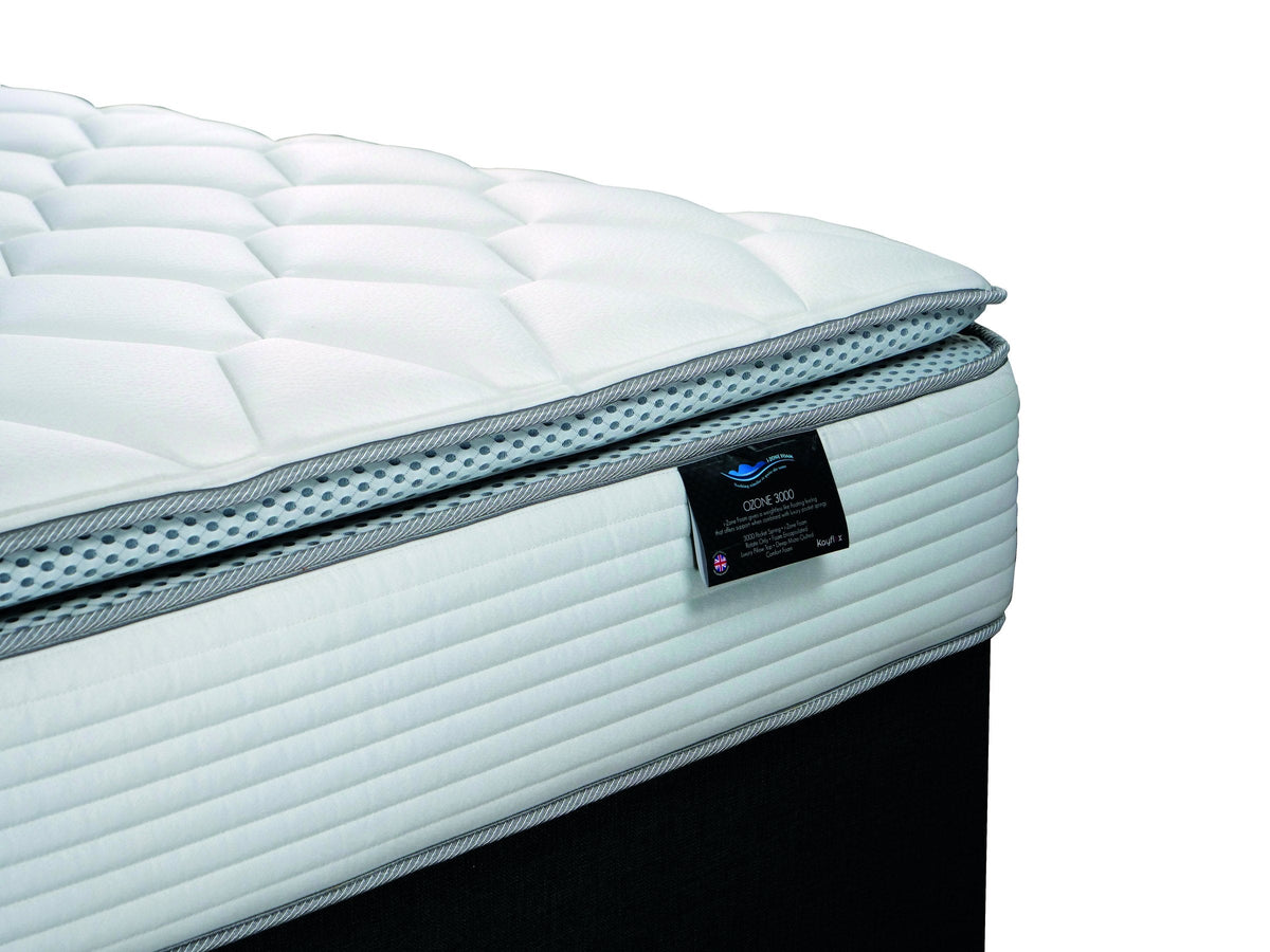 O-Zone 3000 Pillow Top Mattress, pillow top corner and label