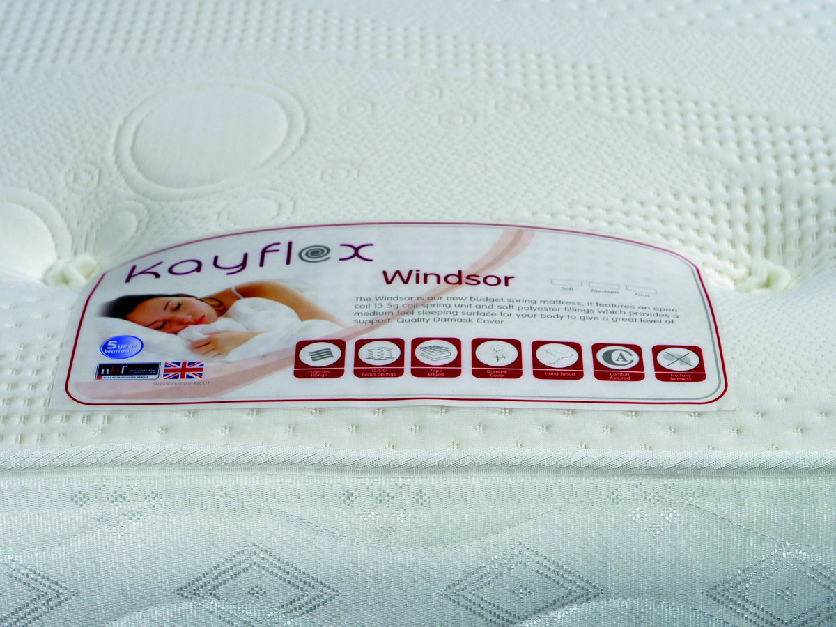 Windsor Open Coil Mattress, label close-up